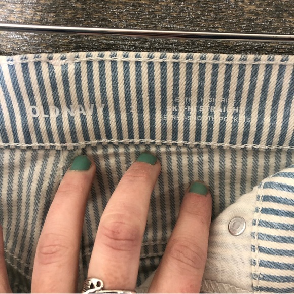 Old Navy pinstripe sky hi straight button fly pants - Picture 3 of 4